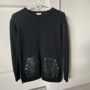 Black J.Crew Sweater with Faux Leather Pockets
